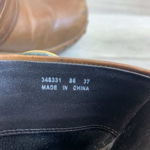 Ecco Leather Studded Slip On Size 6 EU 37 Mules Clogs Chunky Strap Boho Brown - Picture 10 of 14